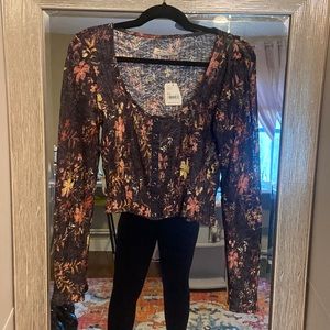 Free people sheer longsleeve crop top